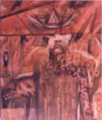 "Personaje con historia II", 42" x 50" , mixed media and oil on canvas, 2001.