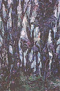"Entre azules y lilas" óleo sobre tela, 127 x 102 cm.