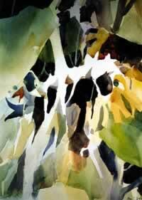 "Sunflower abstraction", acuarela, 102 x 61 cm