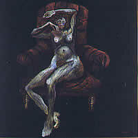 "Ensillada", óleo sobre tela, 114 x 114 cm, 1998