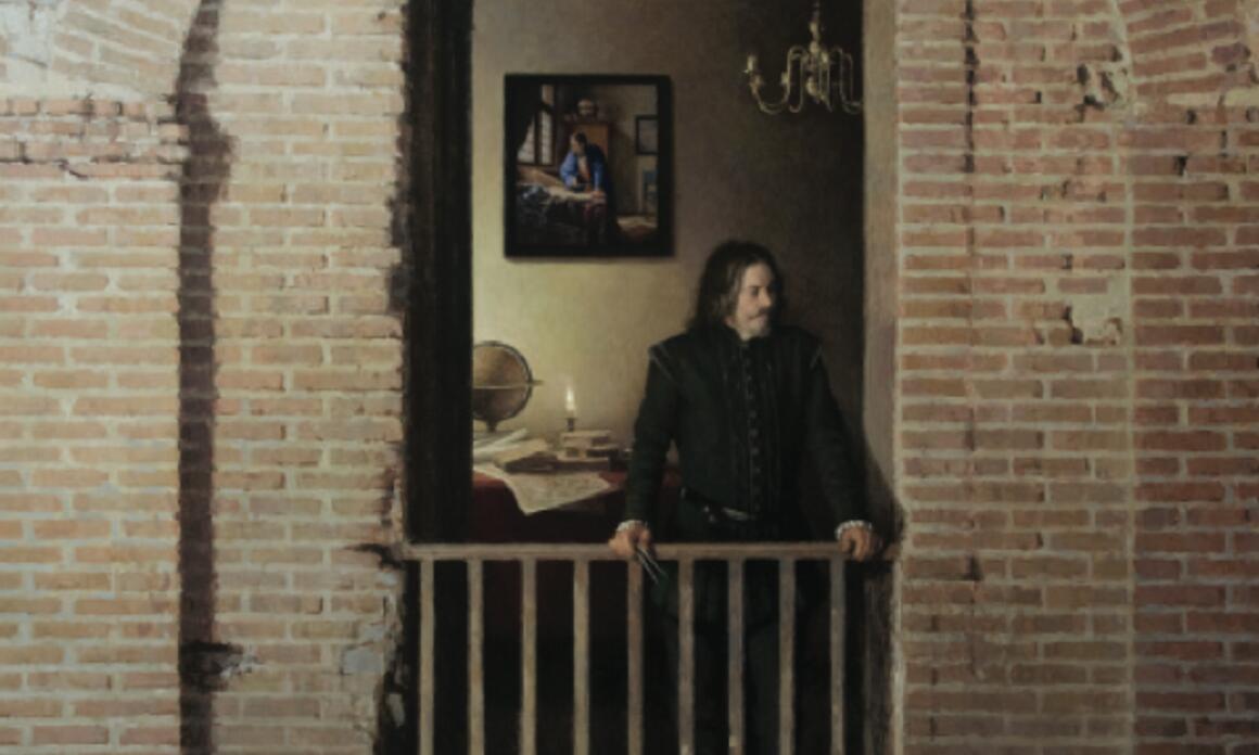 The Geographers, 2010. Oil on canvas mounted on panel, 59 x 59 in. © Guillermo Muñoz Vera, courtesy of Forum Gallery, New York. Óleo sobre lienzo montado sobre panel de madera, 150 x 150 cm. © Guillermo Muñoz Vera, courtesy of Forum Gallery, New York.