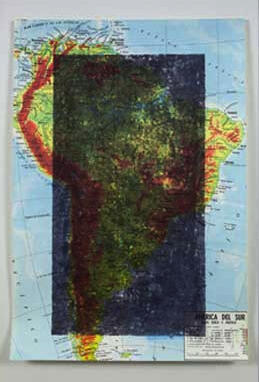 Horacio Zabala, Mapa quemado, 1974, técnica mixta sobre mapa impreso
