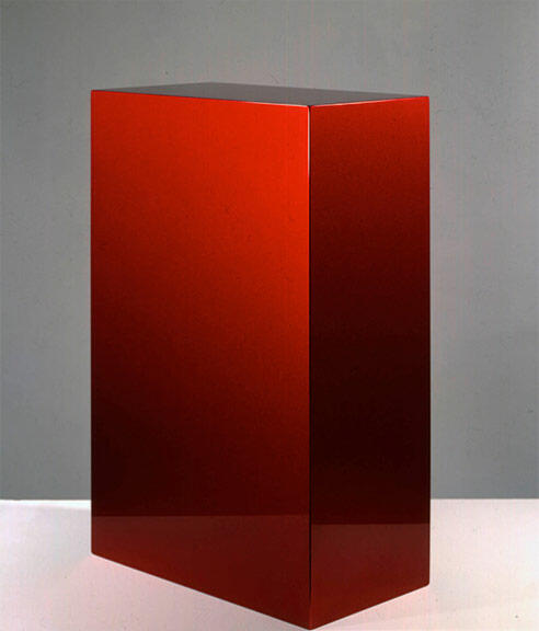 S25, Courtesy of Private Collection and Conseil & Acquisitions Art Contemporain  JOHN MCCRACKEN Sangre 2001 Polyester resin and lacquer epoxy on fiberglass and plywood 27.95 x 15.55 x 10.04 in. (71 x 39.5 x 25.5 cm) signed on underside: "SANGRE 2001"