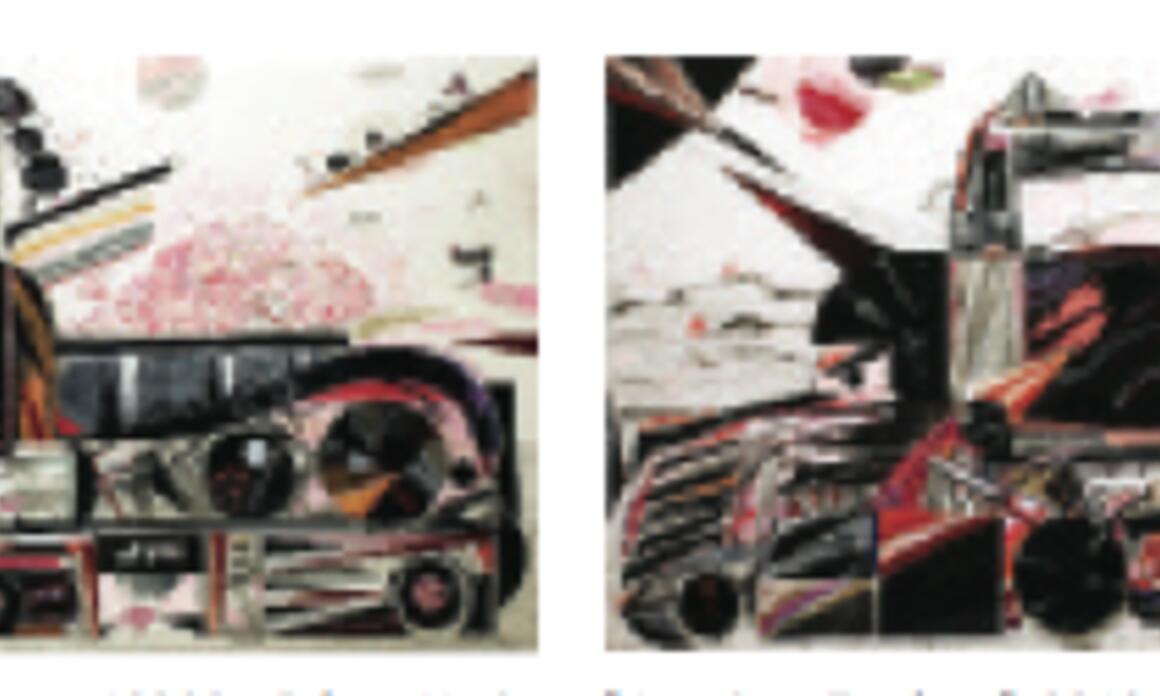 Cucarachon Patticcas 12300 - Falcon-Navistar "American Truckers", 2010. Oil, senok, ink, pencil & Comme des Garçons lotion on paper, 104 x 153 cm. Óleo, senok, tinta, lápiz y loción Comme des Garçons sobre papel, 104 x 153 cm.