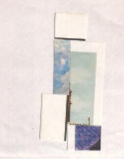 Untitled, 2010. Collage of postcards on paper, signed on verso; 5.1 x 2.4 in. Sin título, 2010; 13 x 6 cm. Collage de postales s/papel; firmada dorso. Courtesy Galería Carmen Araujo Arte.