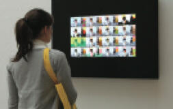 Rafael Lozano-Hemmer. Company of Colors (Shadow Box), 2009. Interactive high-resolution screen with integrated digital moni- toring system, 55 x 31.5 x 4.7 in. Pantalla de alta resolución interac- tiva con sistema integrado de seguimiento informatizado. 140 x 80 x 12 cm. Rafael Lozano-Hemmer. Company of Colors (Shadow Box), 2009. Interactive high-resolution screen with integrated digital moni- toring system, 55 x 31.5 x 4.7 in. Pantalla de alta resolución interac- tiva con sistema integrado de seguimiento informatizado. 140 x 80 x 12 cm.