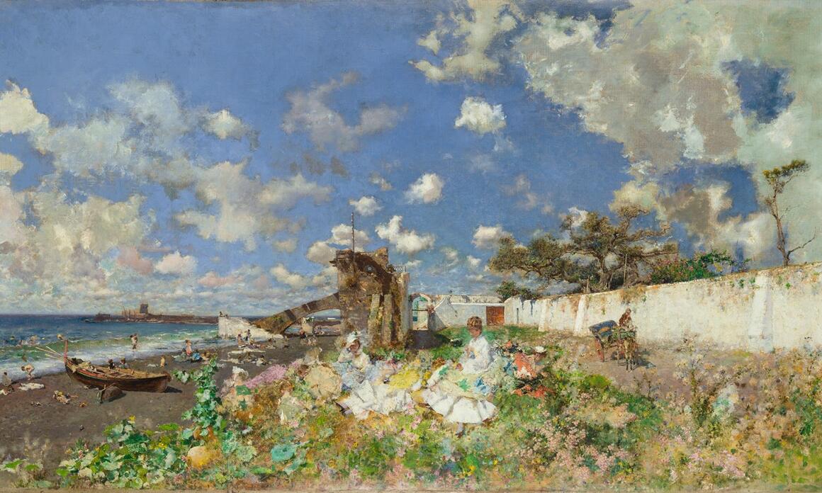 Mariano Fortuny y Marsal (español, 1838-1874), . Óleo sobre lienzo, 27 x 51 1/4 pulg. (69 x 130 cm). Museo Meadows, SMU, Dallas.