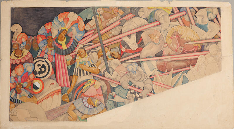 05.	Jean Charlot, detail of mural The Massacre in the Main Temple, Mexico City, 1922–1923. Fresco, 14’ x 26’ © The Jean Charlot Estate LLC, with permission. Photograph © Bob Schalkwijk.