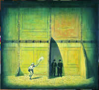 "Cazadores" (homenaje a Magritte), acrílico sobre tela, 95 x 105 cm, 1999.