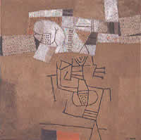 "El mensajero de Agosto" 90 x 90 cm, técnica mixta, 2000